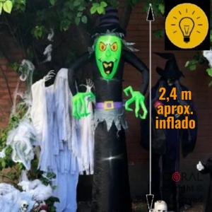 INFLABLE DECORACION BRUJA POCIMAS LUMINOSO TERROR 2,4 MTS X 1